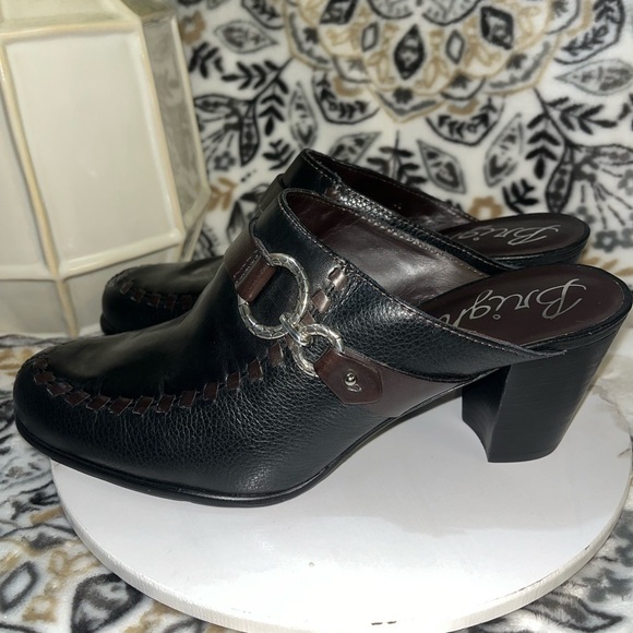 New Brighton Shoes Womens Sz9M Gemini Mules Blk/Brown Leather Block Heel SlipOns - Picture 10 of 16